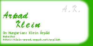 arpad klein business card